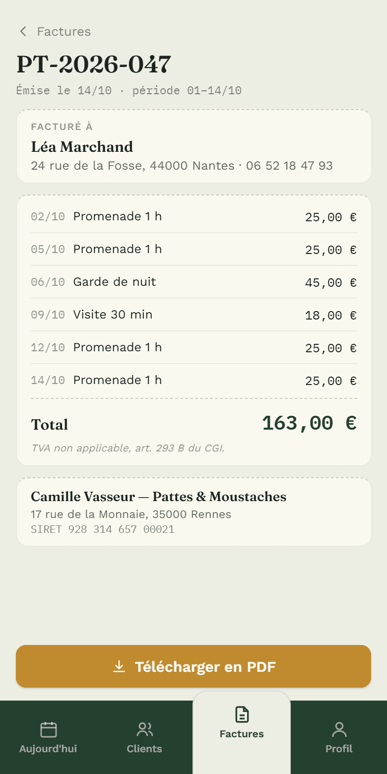 Une facture dans Patoune